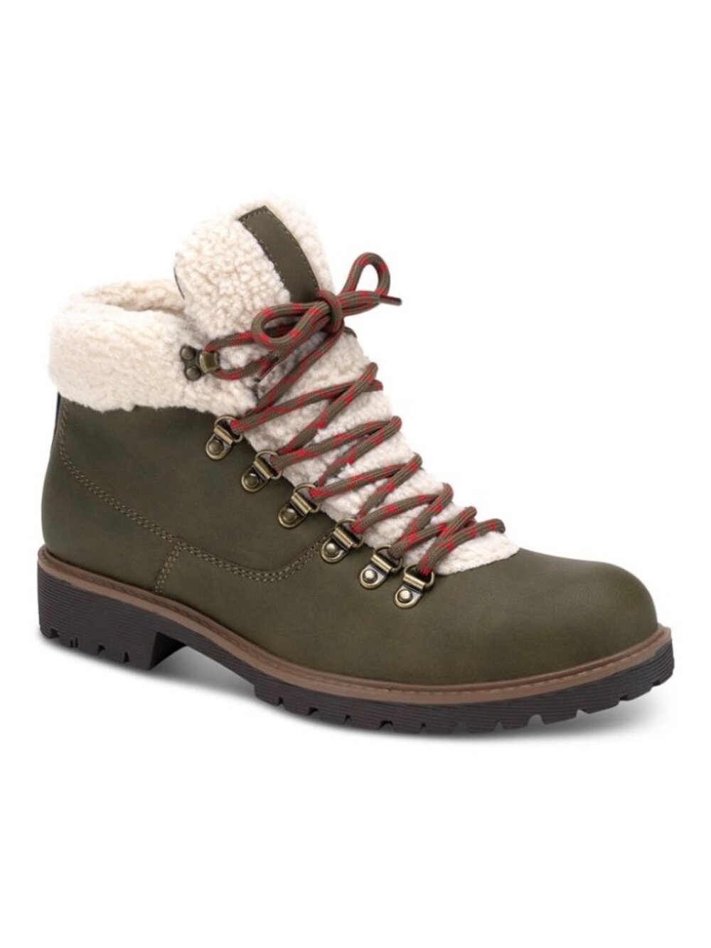 Sun + Stone Mens Glenn Faux Leather Fleece Trim Lace Up Boots Tan Size 12M NIB